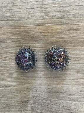 Vintage Musi style PAT PENDING Iridescent Lava Rock Shoe Clips